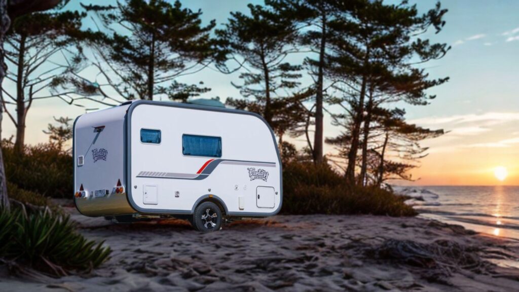 Mystic 12 caravan on the beach