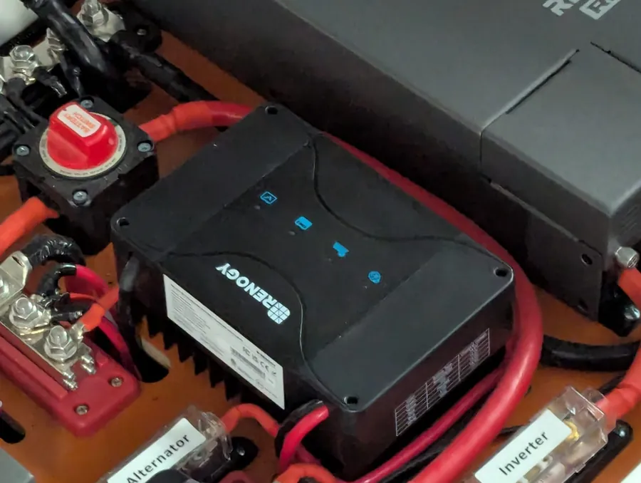 Renogy power equipment and cabling inside a Horizon caravan